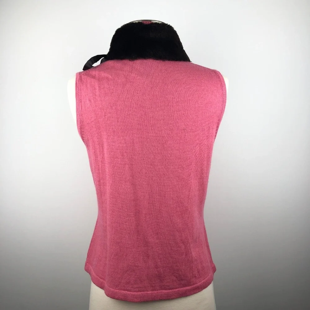 Grace Dane Lewis Knit Tank with Removable Faux Fur Collar Medium